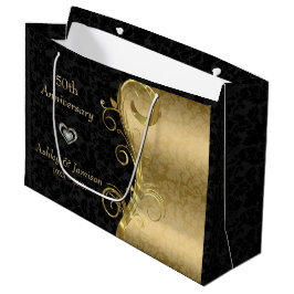 Sacola Para Presentes Grande Dourado e negro