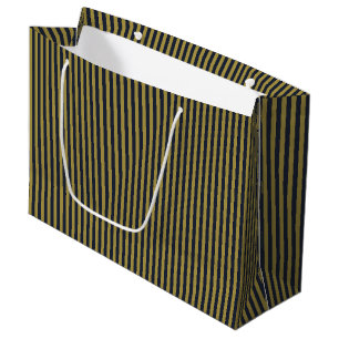 Sacola Para Presentes Grande Dourado fino Elegante e Marinho Vertical Strips Ve