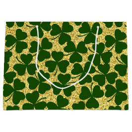SACOLA PARA PRESENTES GRANDE DOURADO GLITTER OLHA COM CAMARÕES IRLANDESES