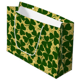 SACOLA PARA PRESENTES GRANDE DOURADO GLITTER OLHA COM CAMARÕES IRLANDESES