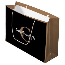 Sacola Para Presentes Grande Dourado Monograma Branco Nome Luxo
