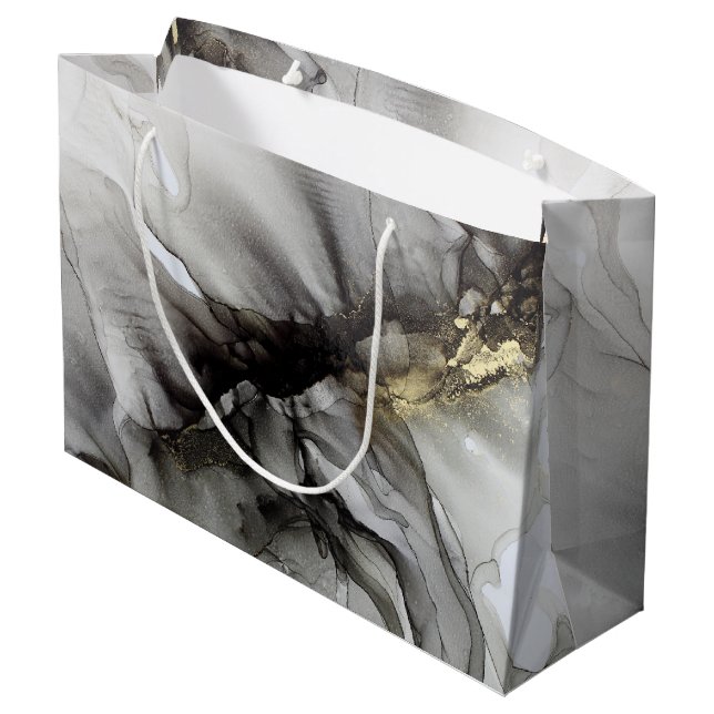 Sacola Para Presentes Grande Dourado negro (Verso inclinado)