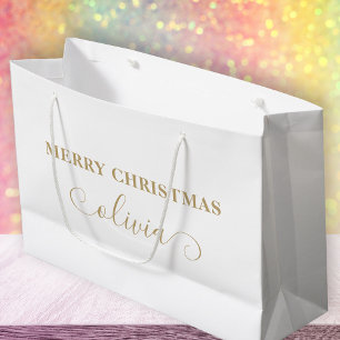 Sacola Para Presentes Grande Dourado Saco de Presente Branco Grande do Script d