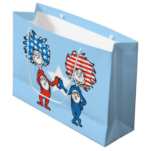 Sacola Para Presentes Grande Dr. Seuss Coisa Um Coisa Dois Gráfico Patriótico