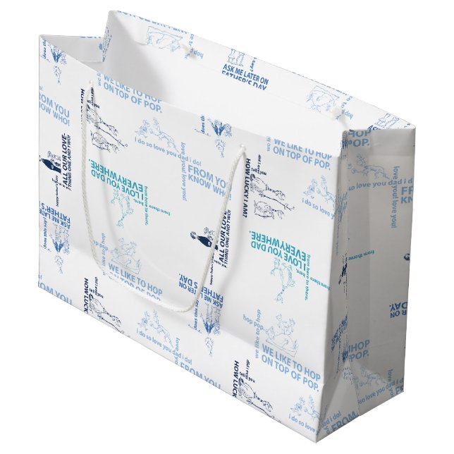 Sacola Para Presentes Grande Dr. Seuss | Padrão de citação do Dia de os pais (Frente inclinada)