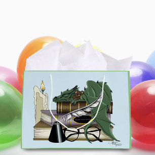 Sacola Para Presentes Grande Dragão Adormecido Caprichoso Verde Aconchegante Am