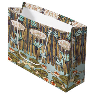 Sacola Para Presentes Grande Dragões Água Lírios Marsh Art Nouveau