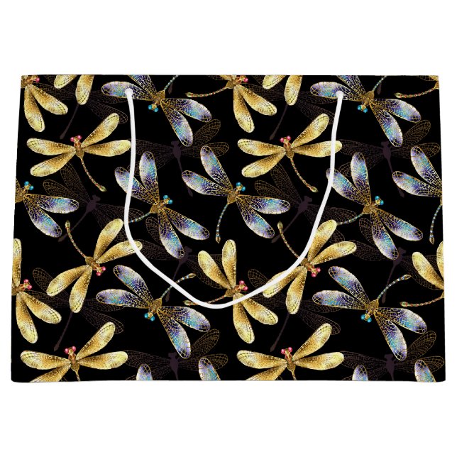 Sacola Para Presentes Grande Dragões Dourados E Shepáticos (Frente)