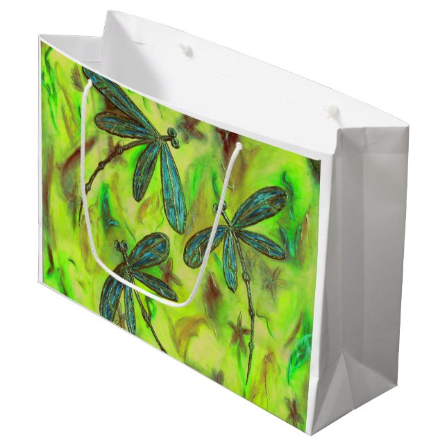 Sacola Para Presentes Grande Dragões pesados em um céu estrelado (Frente inclinada)