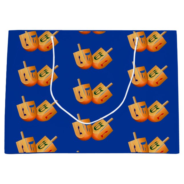 Sacola Para Presentes Grande Dreidel Dreidel Hannukah Holiday (Frente)