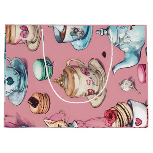 Sacola Para Presentes Grande Dusty Pink Wonderland Inspirada no Design original