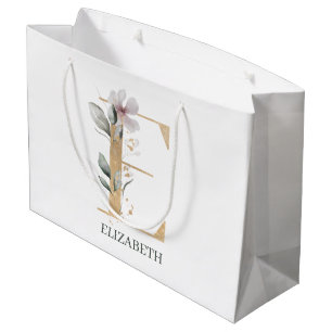 Sacola Para Presentes Grande E Monograma Floral Personalizado
