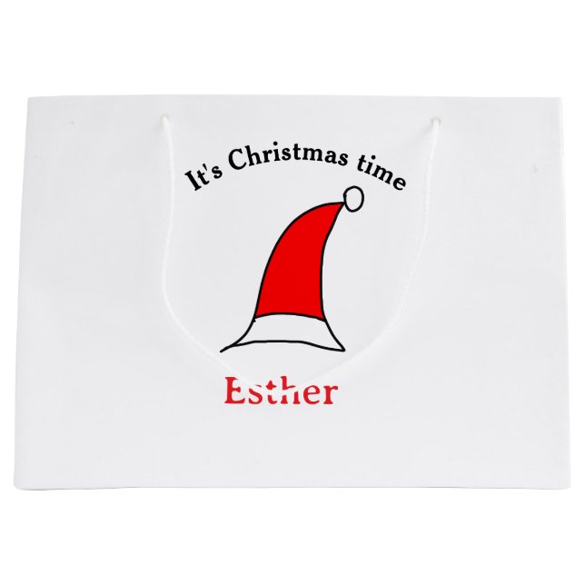 Sacola Para Presentes Grande É Natal Papais noeis vermelho esse nome é simples  (Frente)