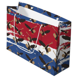 Sacola Para Presentes Grande Eagle Bird USA Bandeira Americana Patriótica