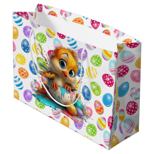 Sacola Para Presentes Grande Easter Chick Egg Artist  (Verso inclinado)