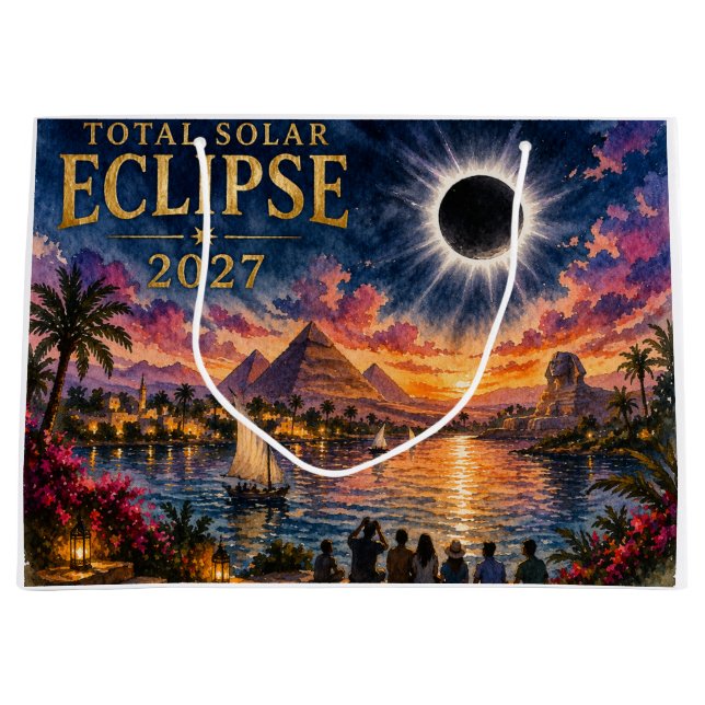 Sacola Para Presentes Grande Eclipse Total Solar 2027 Egito (Frente)