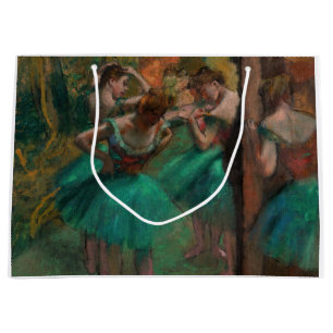 Sacola Para Presentes Grande Edgar Degas - Dançarinos, Rosa e Verde