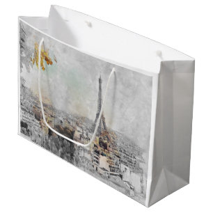 Sacola Para Presentes Grande Eiffel Tower Paris França Grande Gift Bag   Paris