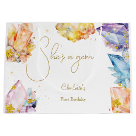 Sacola Para Presentes Grande Ela é uma aquarela da Gem Birthday Crystals Girl