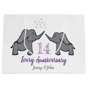 Sacola Para Presentes Grande elefante bonitinho de aniversário de casamento de