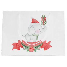 Sacola Para Presentes Grande Elefante Branco-Cinto | Natal