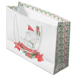 Sacola Para Presentes Grande Elefante Branco-Cinto | Natal