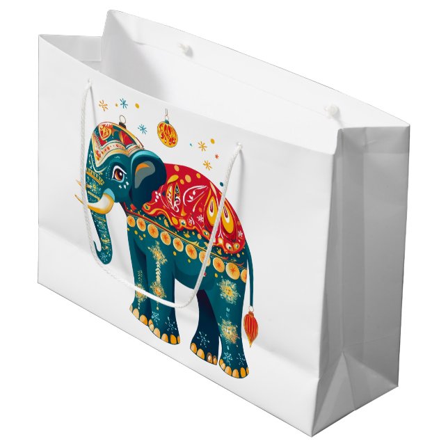 Sacola Para Presentes Grande Elefante Diwali  (Frente inclinada)