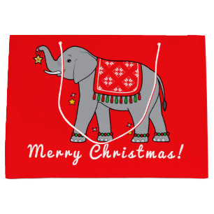 Sacola Para Presentes Grande Elefante Feliz Natal