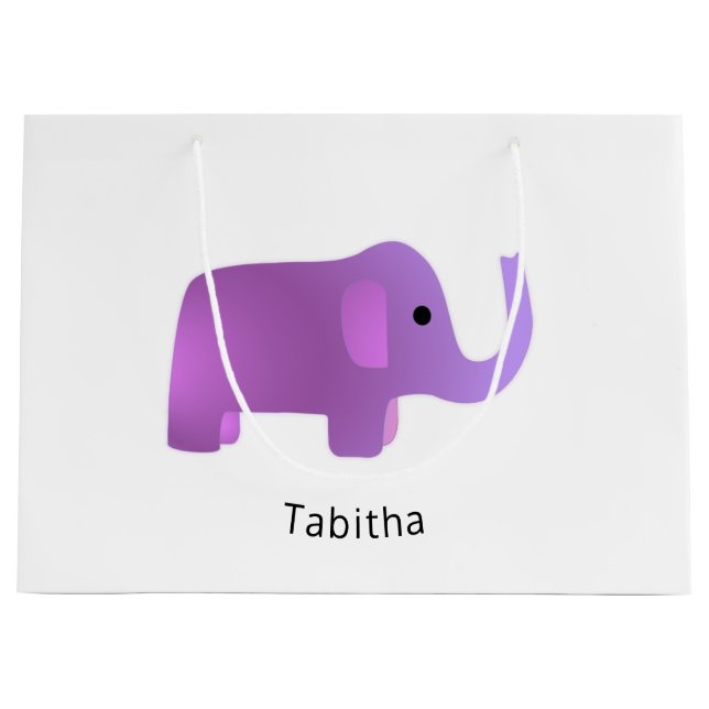 Sacola Para Presentes Grande Elefante rosa-claro (Frente)
