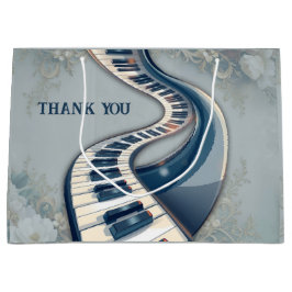 Sacola Para Presentes Grande Elegance in piano keys and blossoms.