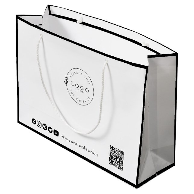 Sacola Para Presentes Grande Elegância Personalizável para Negócios Sob Medida (Verso inclinado)