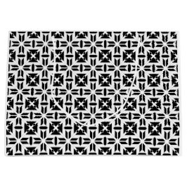 Sacola Para Presentes Grande Elegant Black and White Geometric Pattern