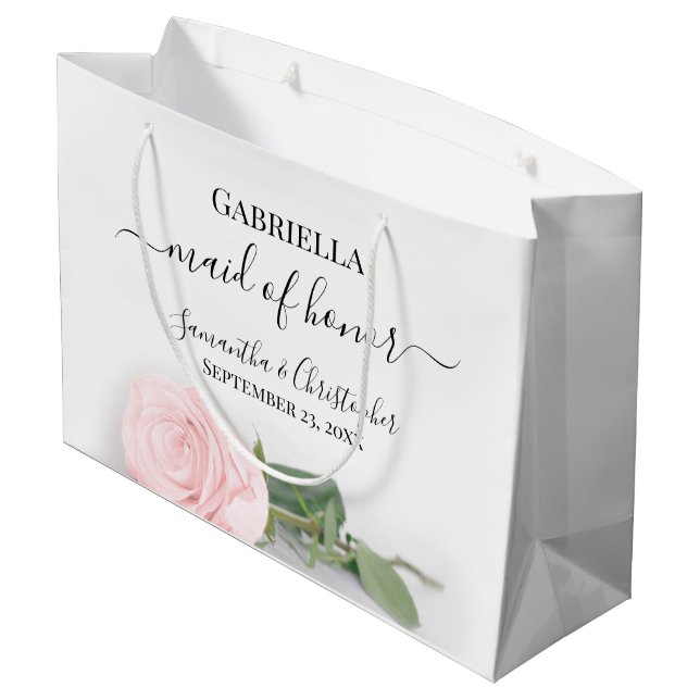 Sacola Para Presentes Grande Elegant Blush Pink Rose Posh Maid of Honor Wedding (Verso inclinado)