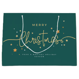 Sacola Para Presentes Grande Elegant Deep-Teal Christmas Gift Bag | Modern Holi
