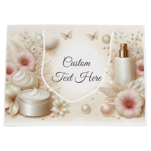 Sacola Para Presentes Grande Elegant Floral Beauty Cosmetic Professional (Frente)