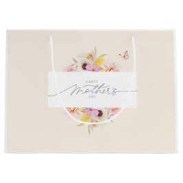 Sacola Para Presentes Grande Elegant Floral Mother's Day Gift Bag