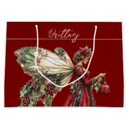 Sacola Para Presentes Grande Elegant  Forestcore Christmas Fairy