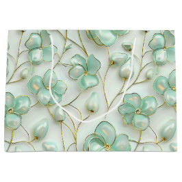 Sacola Para Presentes Grande Elegant Green Floral