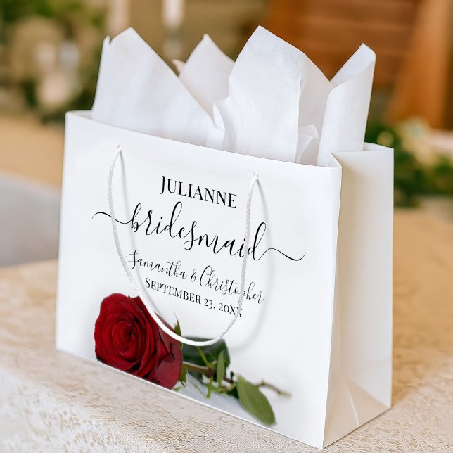 Sacola Para Presentes Grande Elegant Long Stemmed Red Rose Bridesmaid Wedding (Criador carregado)