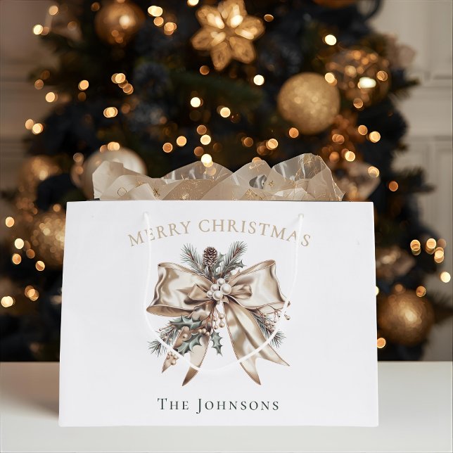 Sacola Para Presentes Grande Elegant Personalized Christmas Gift Bag (Criador carregado)