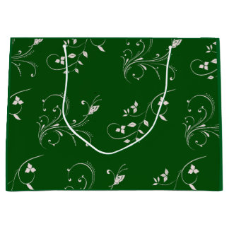 Sacola Para Presentes Grande Elegant Pink Floral Swirl 