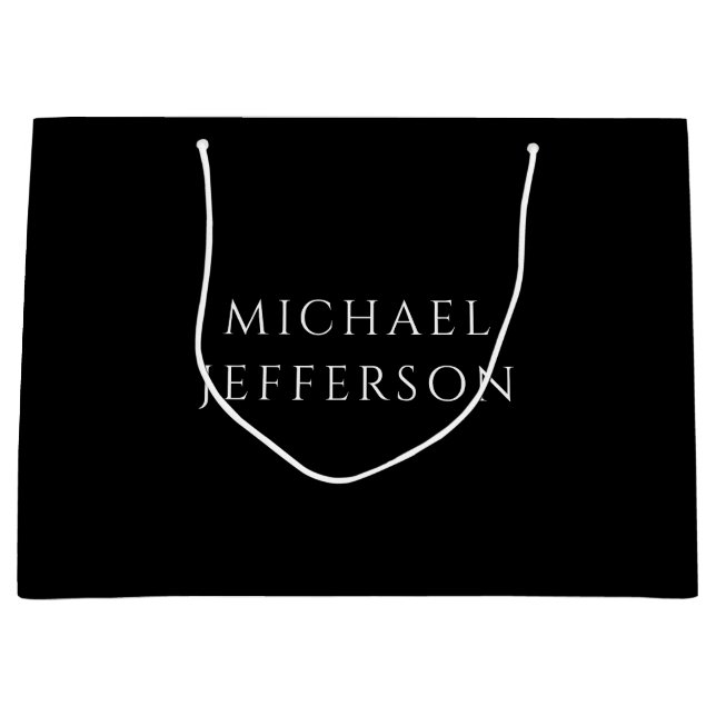 Sacola Para Presentes Grande Elegant Plain Black White Personalized Custom (Frente)