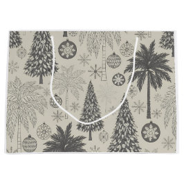 Sacola Para Presentes Grande Elegant Winter Snowflake Monochromatic Christmas