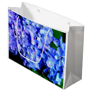Sacola Para Presentes Grande Elegante azul-púrpura magenta hidrangea floral