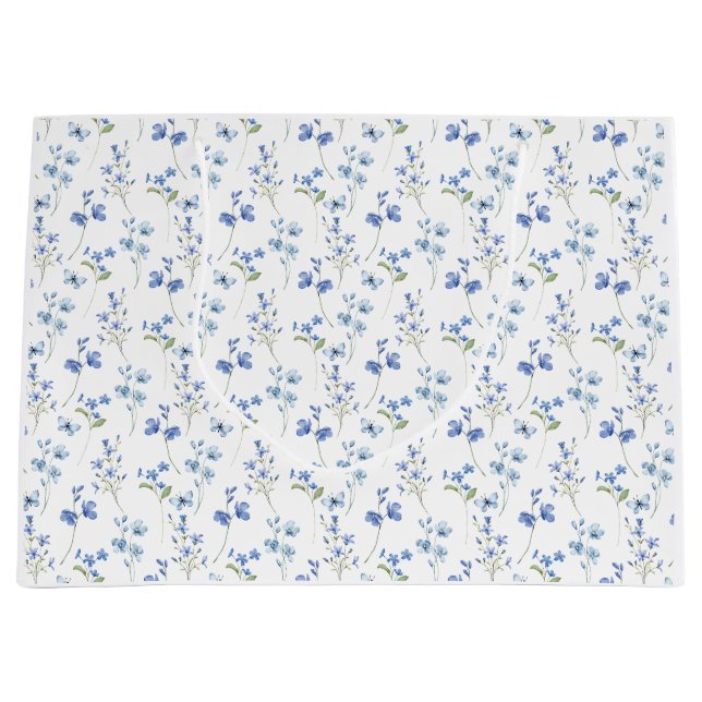 Sacola Para Presentes Grande Elegante Azul-silvestre (Frente)