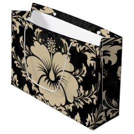 Sacola Para Presentes Grande Elegante beige damask Natal elegante