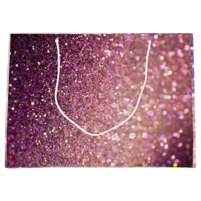 Sacola Para Presentes Grande Elegante Bokeh Glitter Natal (Frente)