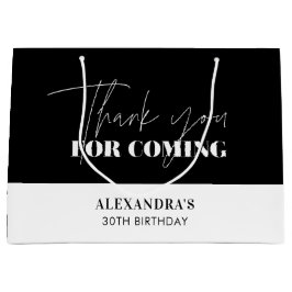 Sacola Para Presentes Grande Elegante Branca Negro Aniversário Obrigado