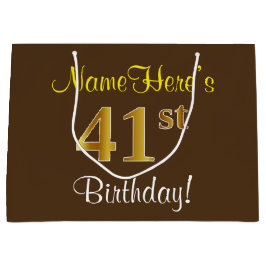 Sacola Para Presentes Grande Elegante, Brown, Faux Dourado 41rua Aniversário + 