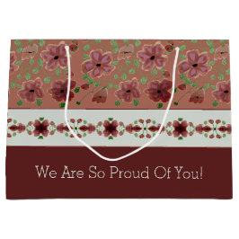 Sacola Para Presentes Grande Elegante Brown Floral